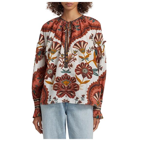 Farm Rio Riad Botanical Blouse Size XS - Picture 4 of 14